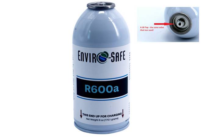 Leak Savers Refrigerant R600a Upright Charging Self Sealing Can 6oz 3 Pack with K28 Valve