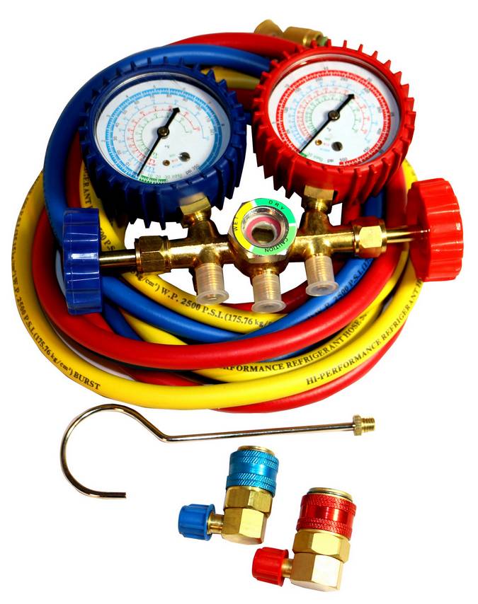 R12 R22 R134a Dual Manifold Gauge Set W Couplers Sight 800 Enviro Safe Refrigerants Inc