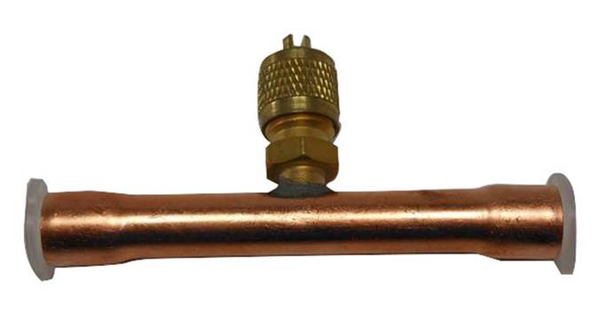 3 Copper Access Tee 3/8" ODS X 1/4" Flare Scrader Valve & Wrench Cap HVAC CBT38 